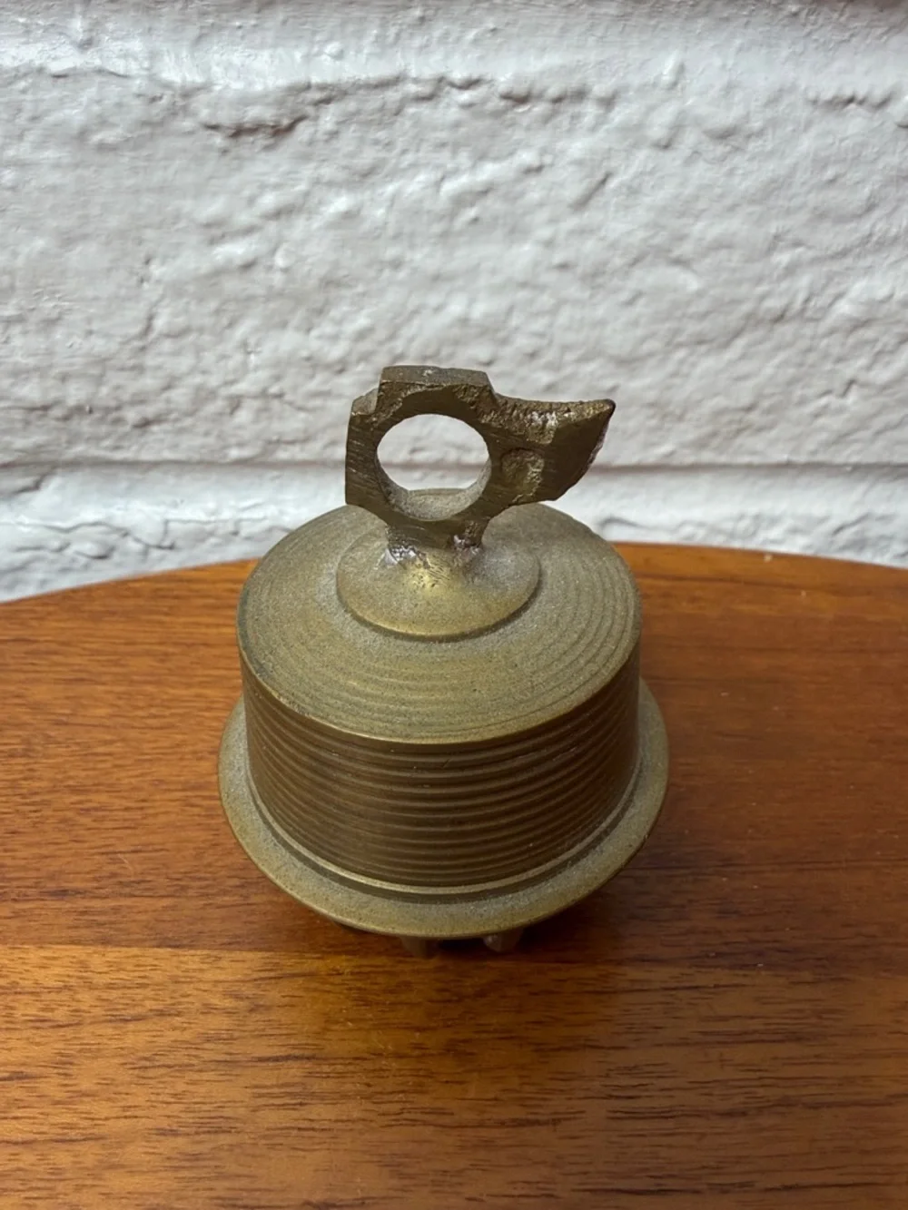 Vintage Elephant Claw Brass Bell Patina Damaged Top